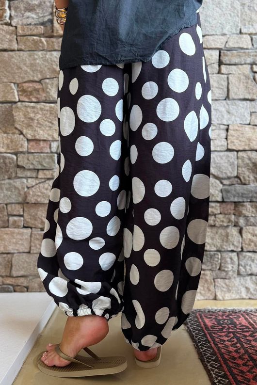 Basso Big Dot Balloon Cuff Pant Black & White